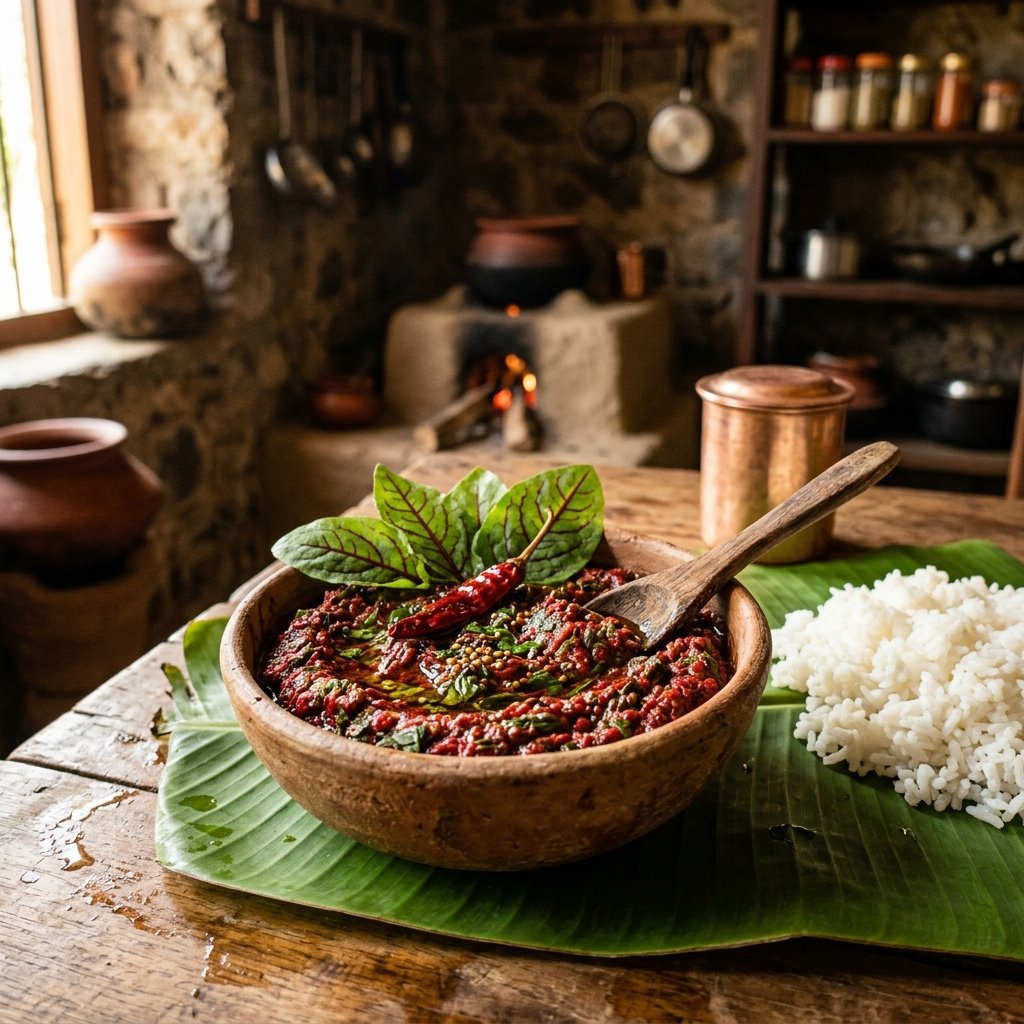 Authentic Andhra Gongura Chutney with Rice